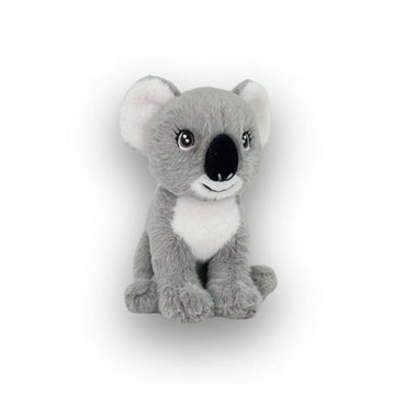 Plush toy koala on a white background.