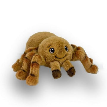 Plush spider toy on a white background.