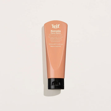 A tube of hand cream with text on it titled 'Boronia Hand Balm'.