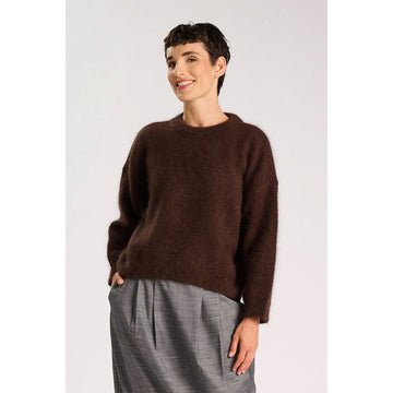 Brown sweater on a white background.