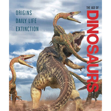 'The Age of Dinosaurs' book cover featuring a picture of three dinosaurs.