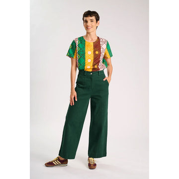 Green pants on a white background.