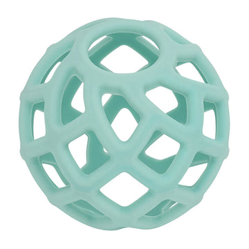 Aqua geometric ball toy on a white background.