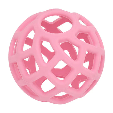 Pink textured ball on a white background.
