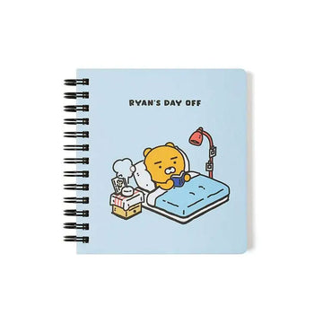 Notebook with cartoon design of a bear and text 'Ryan's Day Off' on a light blue background.