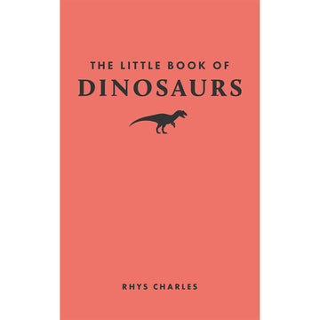'The Little Book of Dinosaurs' book cover featuring the title with a silhouette of a dinosaur on a red background.