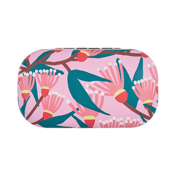 Floral patterned case on a white background.