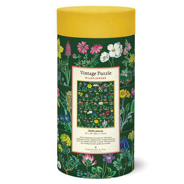  Cylindrical puzzle box with floral design and yellow lid