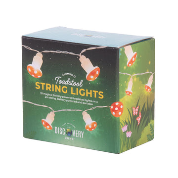 A box titled 'Toadstool String Lights' with an image of toadstool shaped lights on a string.