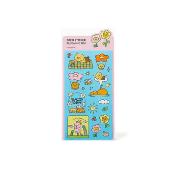 A sticker sheet with cartoon illustrations of bears and flowers.