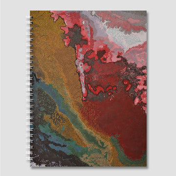 Notebook with a colorful abstract design on the cover.
