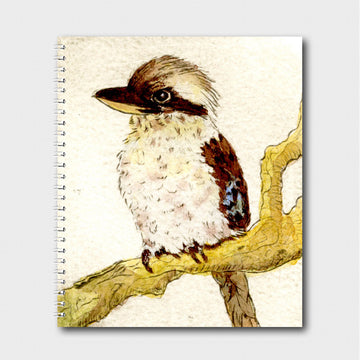Notebook with a kookaburra illustration on the cover.