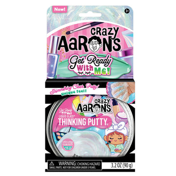 Crazy Aaron's Thinking Putty packaging with a tin putty container on a white background.