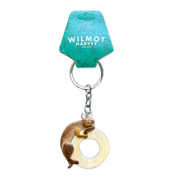 Keychain with a design of a kangaroo on the letter 'O', attached to a Wilmot Harvey branded card.