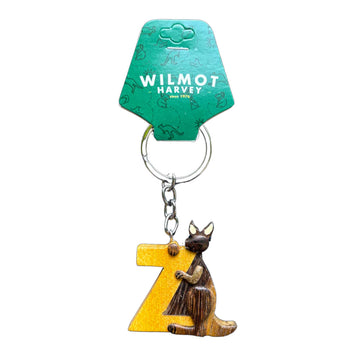 Keychain with a kangaroo design and yellow 'Z' shape, branded with Wilmot Harvey.