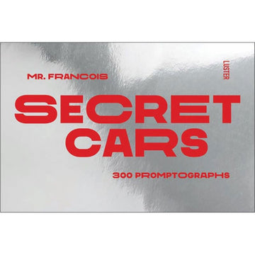 'Secret Cars' book cover featuring the title written in red on a grey gradient background.