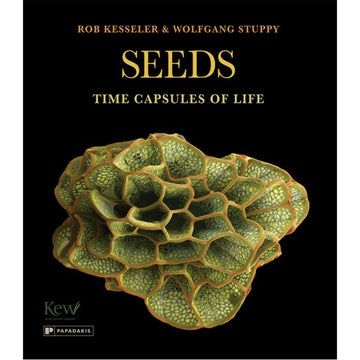 'Seeds Time Capsules of Life' book cover featuring close up photo of a seed.