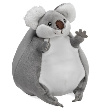 A koala soft toy on a white background.