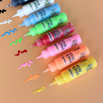 Packaging of Hey Doodle peel and stick paint set with cartoon characters on a beige background.
