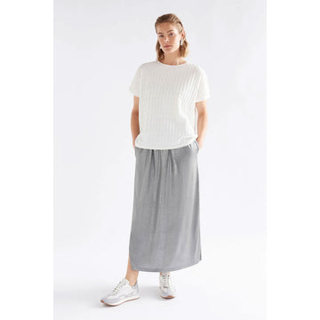 Silver skirt on a white background.