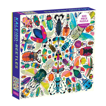 A puzzle box with illustrations of different beetles on a white background.