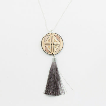 Necklace Wooden Sienna Tassle - Buttonworks