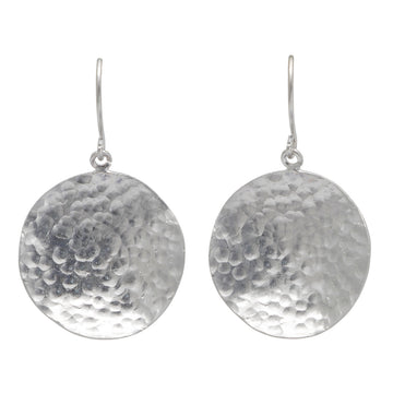 Earrings Round Hammered Discs Silver - Bec Stern