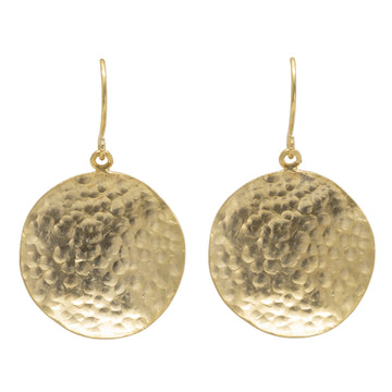 Earrings Round Hammered Discs Gold - Bec Stern