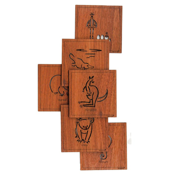 Coasters Square Animals Set of 6 - Buttonworks