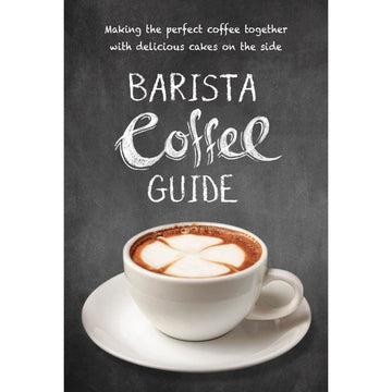 'Barista Coffee Guide' book cover featuring an image of a mug and saucer with coffee inside.