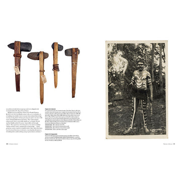 'Ancestors, artefacts, empire: Indigenous Australia in British and Irish Museum' book cover featuring an illustrated image of an man and woman. The background of the book is black.