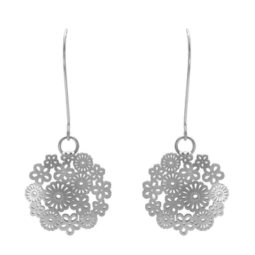 Earrings Floral Laser Cut Silver- Bec Stern