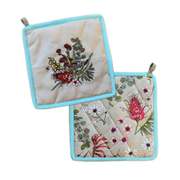 Pot Holder Native Floral Print - The Linen Press