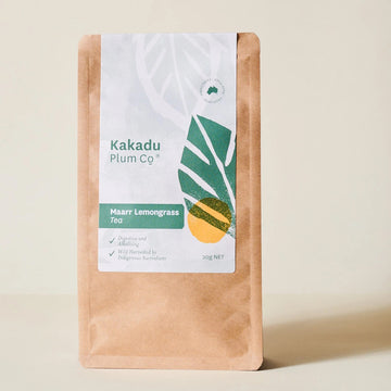 Tea Bush Maarr 35 grams. Tan packaging with a white and green label.