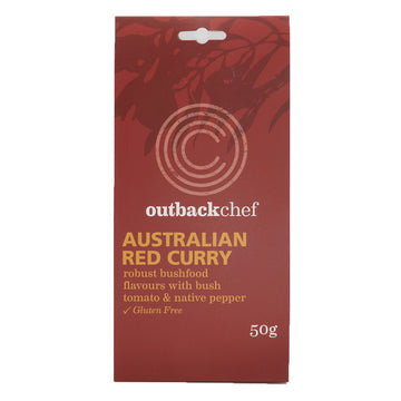 A red package with the words 'Australian Red Curry' written in yellow.