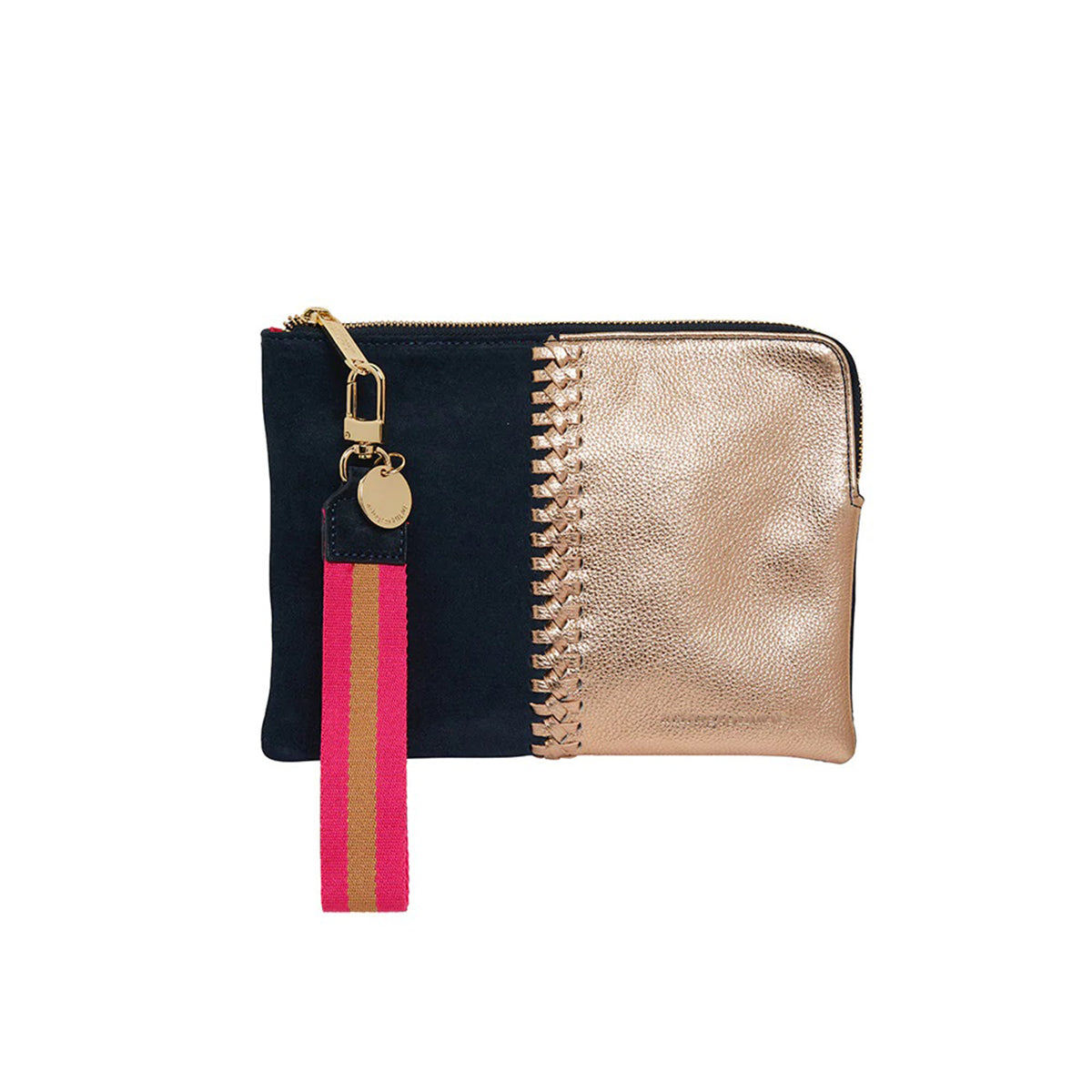 Navy and rose shop gold clutch bag