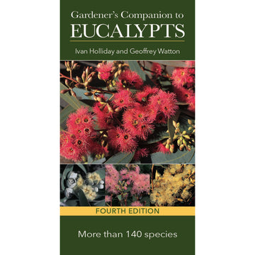'Gardener's Companion to Eucalypts' book cover showing several images of flowering plants among leaves and nuts.