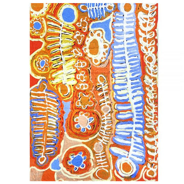 Tea Towel Two Dogs Dreaming Orange Murdie Nampijinpa Morris MNM652 - Better World Arts
