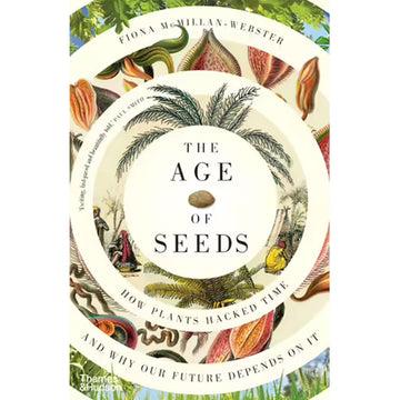 'The Age of Seeds' book cover featuring three circles inside each other and each with their own illustration of seeds or plants. The title is written in the middle circle.