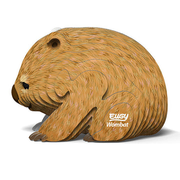 Side view of a 3D wombat made from layers of cardboard.
