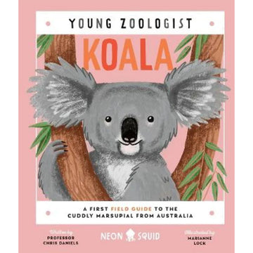 'Young Zoologist Koala' book cover featuring an illustration of a koala sitting in a tree.