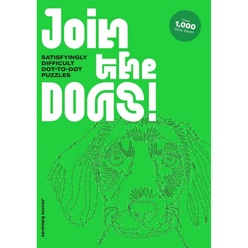 'Join the Dogs!' book cover featuring a line drawing of a dog's face on a green background.
