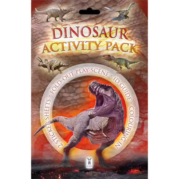 'Dinosaur Activity Pack' front cover featuring 3D model illustrations of different dinosaurs.
