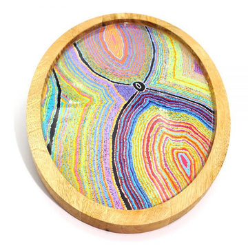 Platter Wood & Resin 37 x 26cm Liddy Napanangka Walker LWA624 - Better World Arts