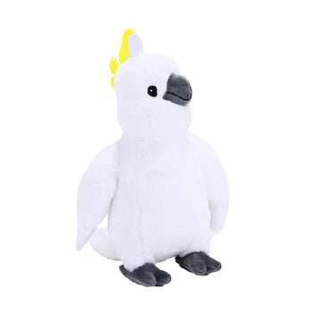 A soft toy in the shape of a cockatoo.