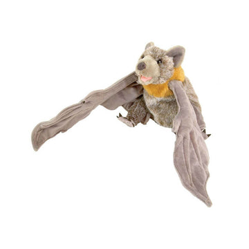 A soft toy in the shape of a brown flying fox.