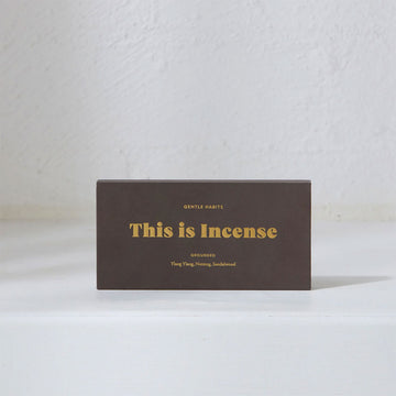 A brown rectangle box with the text 'This is Incense' written in gold.
