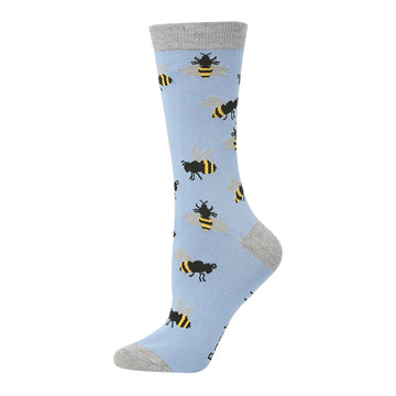 Socks Bumble Bee Blue Grey Bamboo W2-8 - Bamboozld