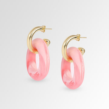 Earrings Flat Rock Hoop Small Pink Guava - Dinosaur Designs