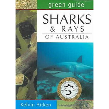 'Sharks and Rays of Australia' book cover featuring photos of sharks and rays.